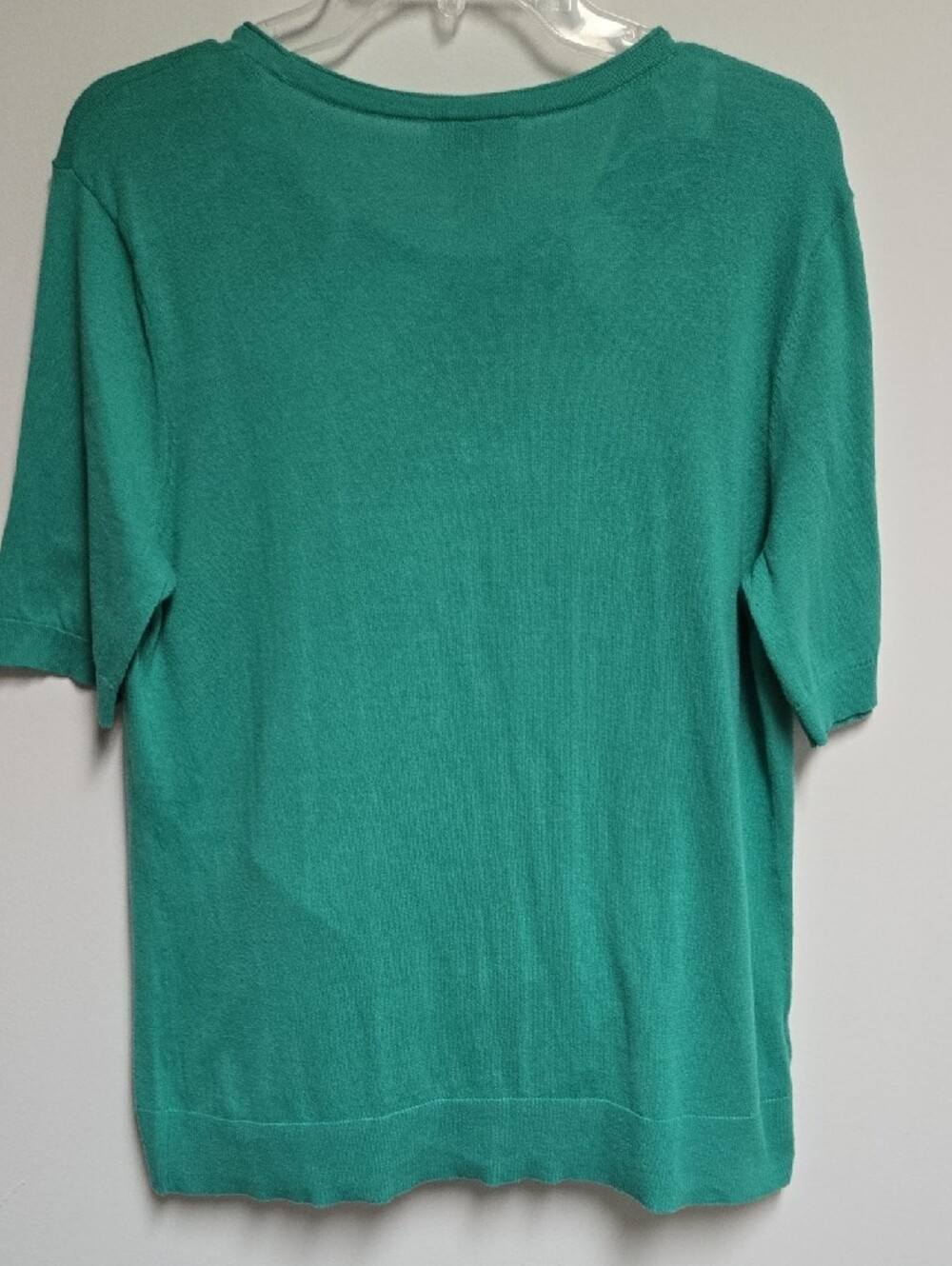LOFT Teal Layered Floral-Inset Short Sleeve Top - Picture 4 of 9